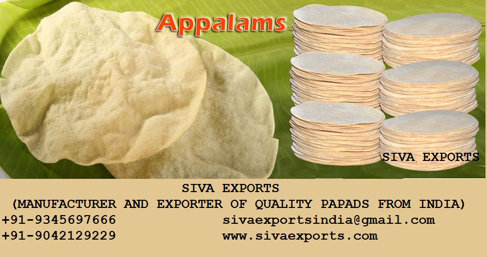 Home 1 papad manufacturers, appalam manufacturers, papad manufacturers in india,appalam manufacturers in india, appalam manufacturers in madurai,papad manufacturers in madurai,appalam manufacturers in tamilnadu,papad manufacturers in tamilnadu,siva exports,Papad Manufacturer and Exporter in India